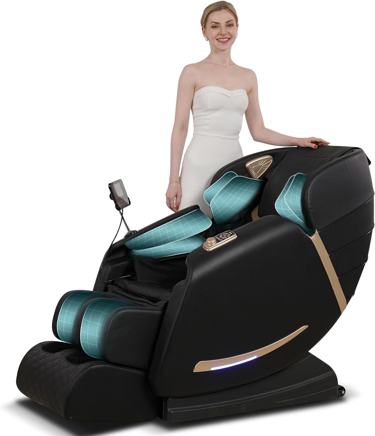 Full Body Massage Chair with Zero Gravity Recliner,with Two Control Panel: Smart Large Screen  Rotary Switch,spot kneading and Heating,Airbag Coverage,Suitable for Home Office