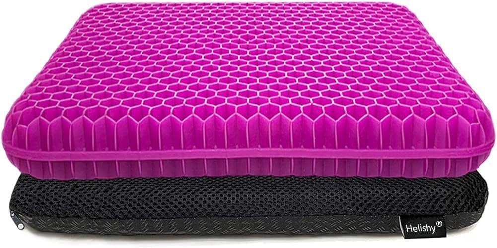 Gel Seat Cushion, Office Seat Cushion Chair Pads for Office Home Car Wheelchair Long Trips - Extra Thick Gel Cushion for Pressure Sores, Tailbone, Back, Sciatica Pain Relief (Extra Thick, Violet)