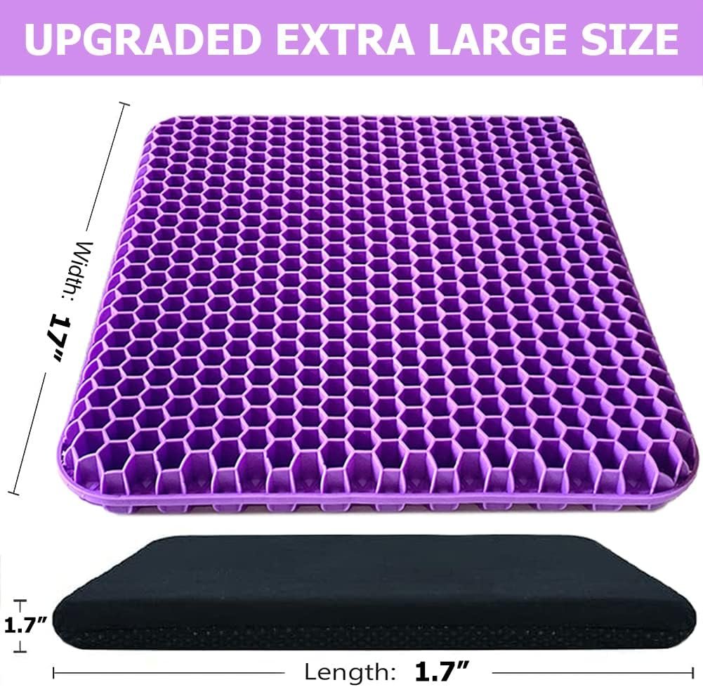 Gel Seat Cushion, Office Seat Cushion Chair Pads for Office Home Car Wheelchair Long Trips - Extra Thick Gel Cushion for Pressure Sores, Tailbone, Back, Sciatica Pain Relief (Extra Thick, Violet)