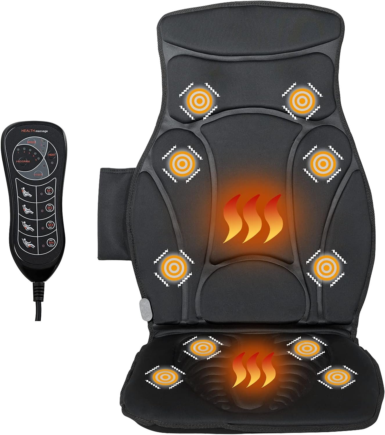 Giantex Massage Chair Pad, Massage Mat with Heat, 10 Vibration Areas, 5 Nodes  3 Optional Speeds, Massage Seat Cushion for Full Body Muscle Relax, Home Office Use Back Massager for Back Pain