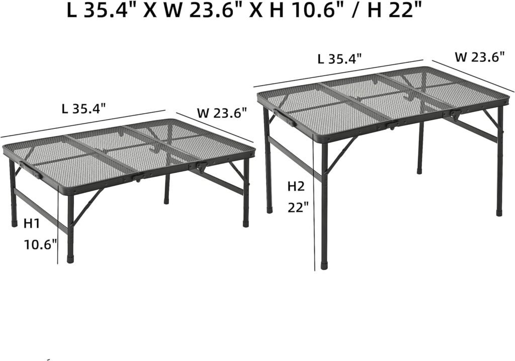 Goaylate Folding Camping Table Retractable Foldable Lightweight Compact Desk for Picnic Beach Party Indoor Outdoor BBQ (47.2 LX23.6 WX26 H)