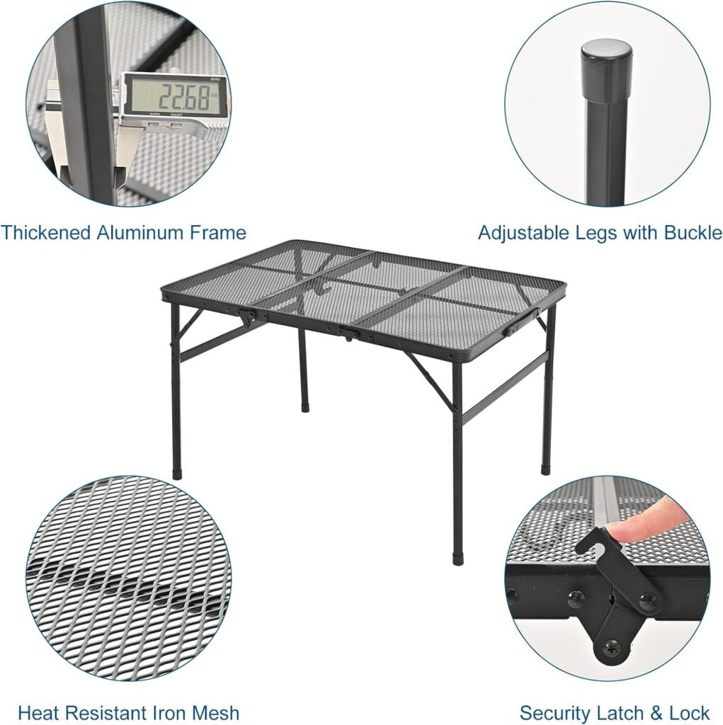 Goaylate Folding Camping Table Retractable Foldable Lightweight Compact Desk for Picnic Beach Party Indoor Outdoor BBQ (47.2 LX23.6 WX26 H)