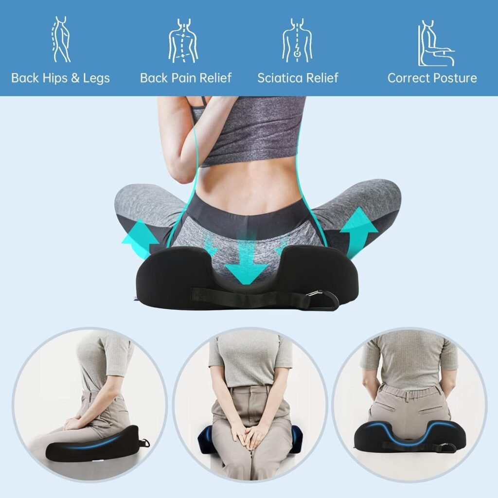 GSPSCN Donut Seat Cushion to Relief Hemorrhoid Orthopedic Tailbone Pain,Portable Memory Foam Donut Pillow for Prostate,Postpartum,Coccyx,Bed Sores,in Office Chairs,Computer Desk Chair,Cars