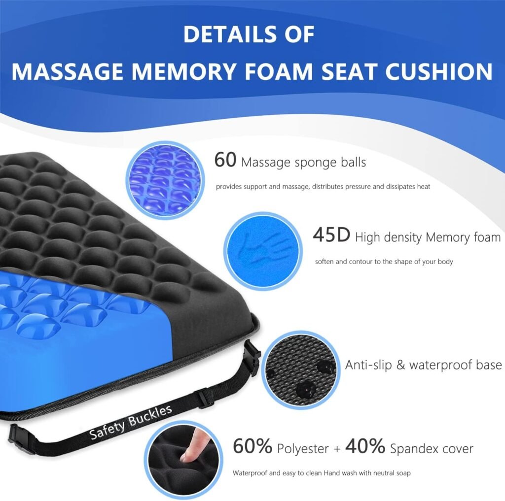 HANCHUAN Seat Cushions Office Chair Cushion Pads 18.5x 16.6 Memory Foam Chair Pillows, Thick Cushion Pad Assistants Lifting for Trucks, Cars, Mobility Scooter, Wheelchairs, Dining Chairs, Sofa