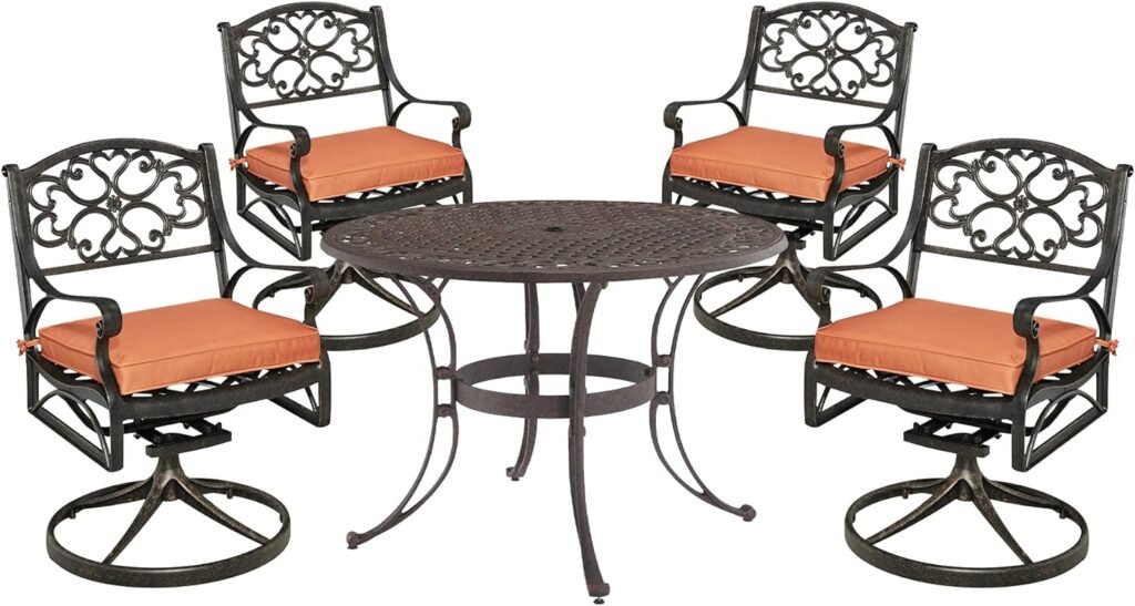 Homestyles 6655-325C 5 Piece Outdoor Dining Set, 48 Table, Bronze