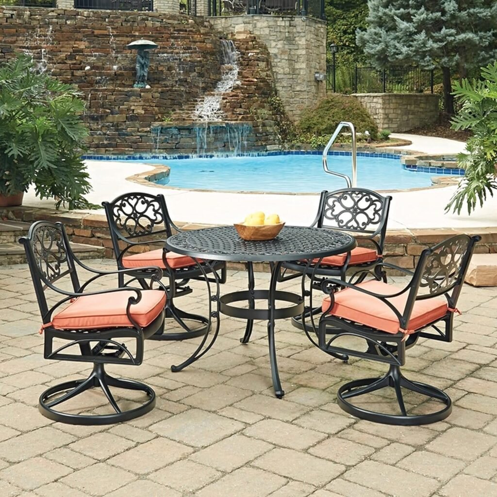 Homestyles 6655-325C 5 Piece Outdoor Dining Set, 48 Table, Bronze