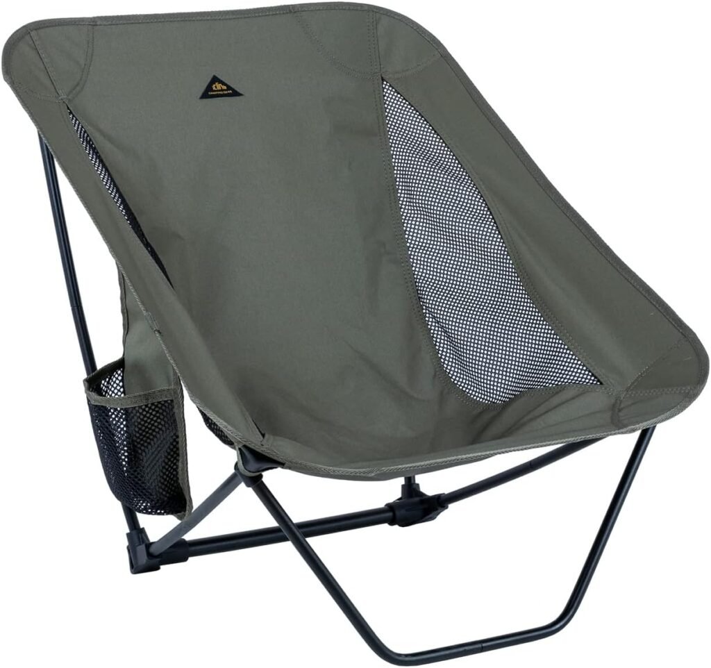 iClimb Low Ultralight Compact Camping Folding Chair with Side Pocket and Carry Bag