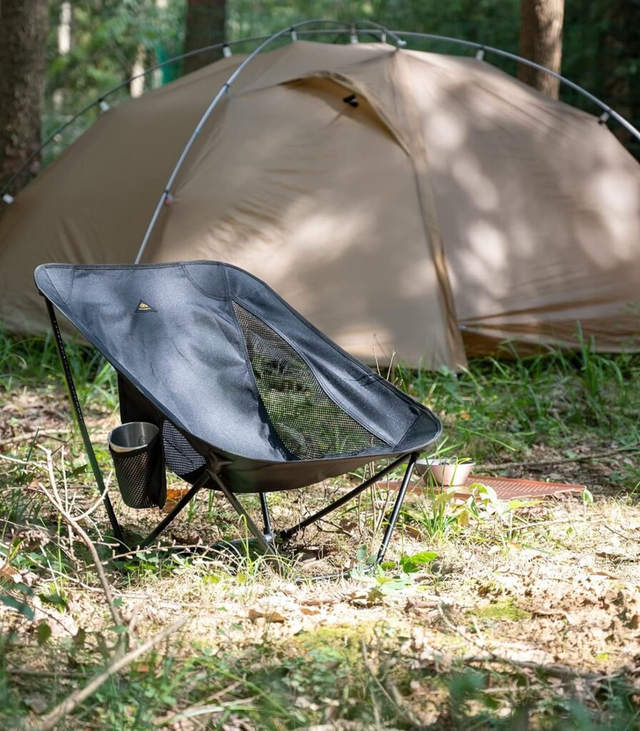 iClimb Low Ultralight Compact Camping Folding Chair with Side Pocket and Carry Bag