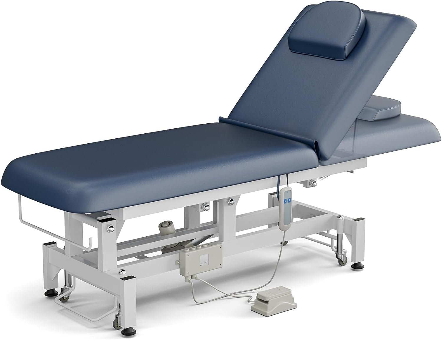 Icoget Electric Lift Massage Table Bed, Spa Facial Treatment Table w/Face Hole, Adjustable Backrest Medical Table Beauty Beds for Esthetician, Salon Spa Bed for Wax, Lash Extension, Blue
