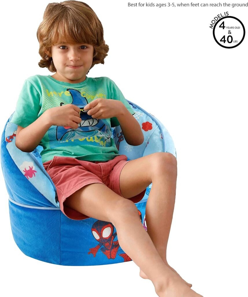 Idea Nuova Cocomelon Blue Round Bean Bag Chair for Kids, Ages 3+, Large