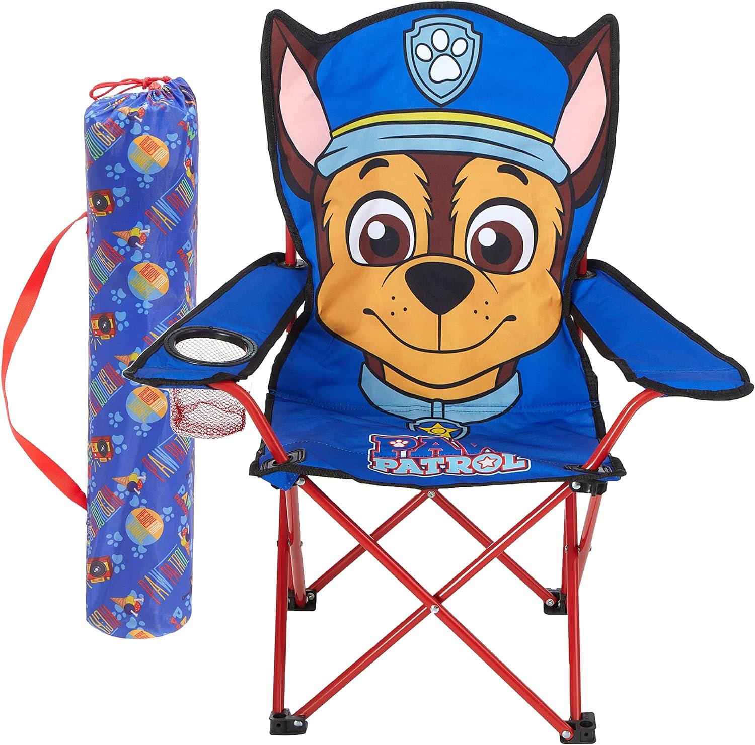 Idea Nuova Kids Indoor-Outdoor Folding Camp Chair with Carry Case, Cocomelon