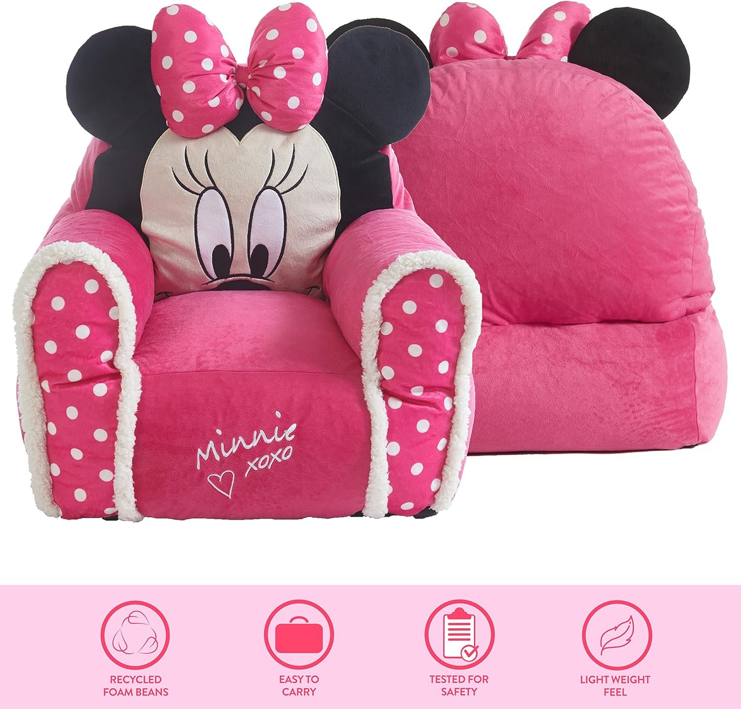 Idea Nuova Minnie Mouse Figural Sherpa Trim Bean Bag Chair Review