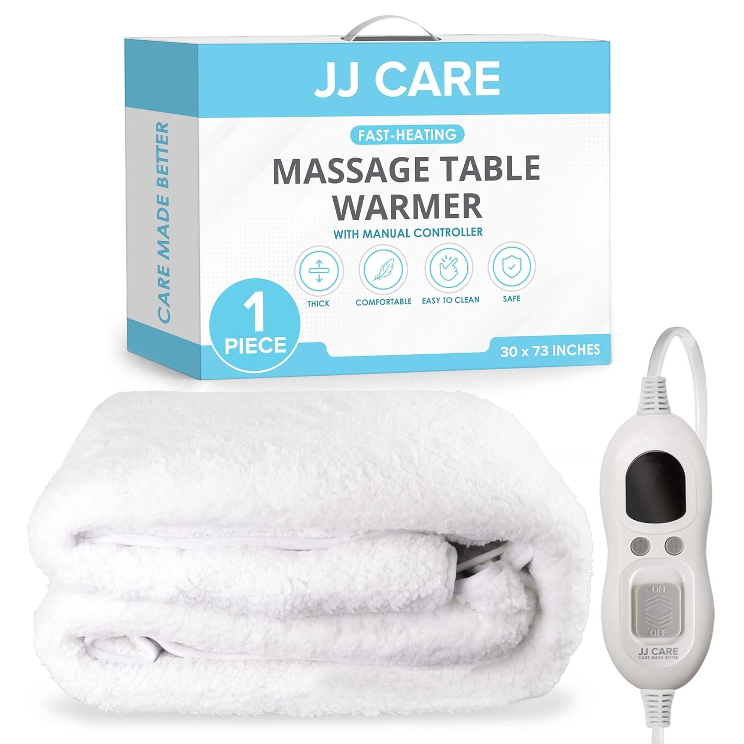 JJ CARE Massage Table Warmer 30x73, Manual 3 Heat Control Massage Bed Warmer Fleece Pad w/Detachable 13 FT Cord, Table Warmer Massage Therapy w/Overheat Protection, Massage Table Heating Pad