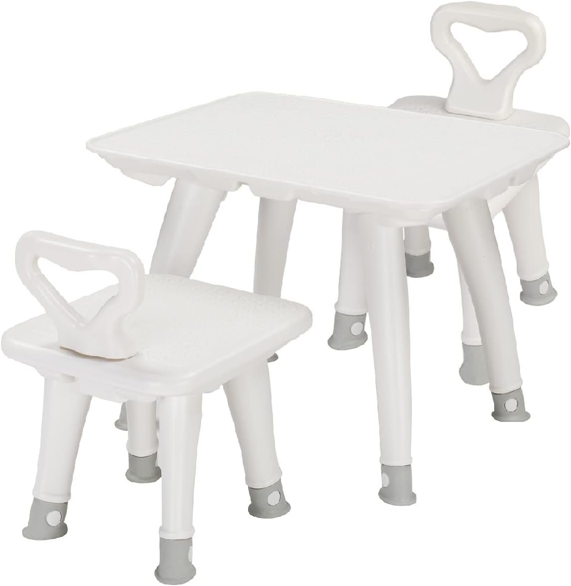 JOYMOR Kids Table and Chairs Set of 3, HDPE Material Ideal of Snack, Game, Craft, Art, Meal, White, 3 Piece Set