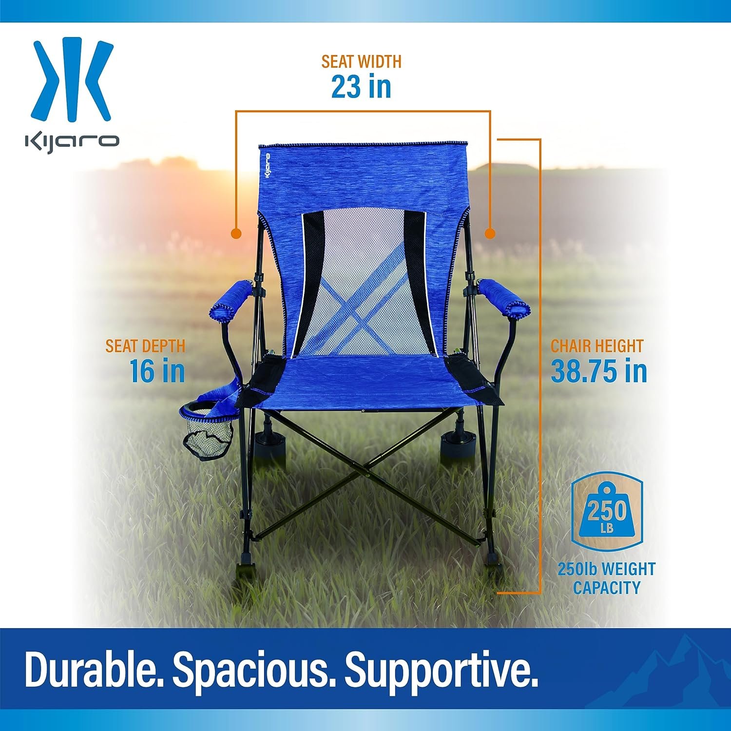 Kijaro Rok-it Sport Rocking Camping Chair, Vik Black