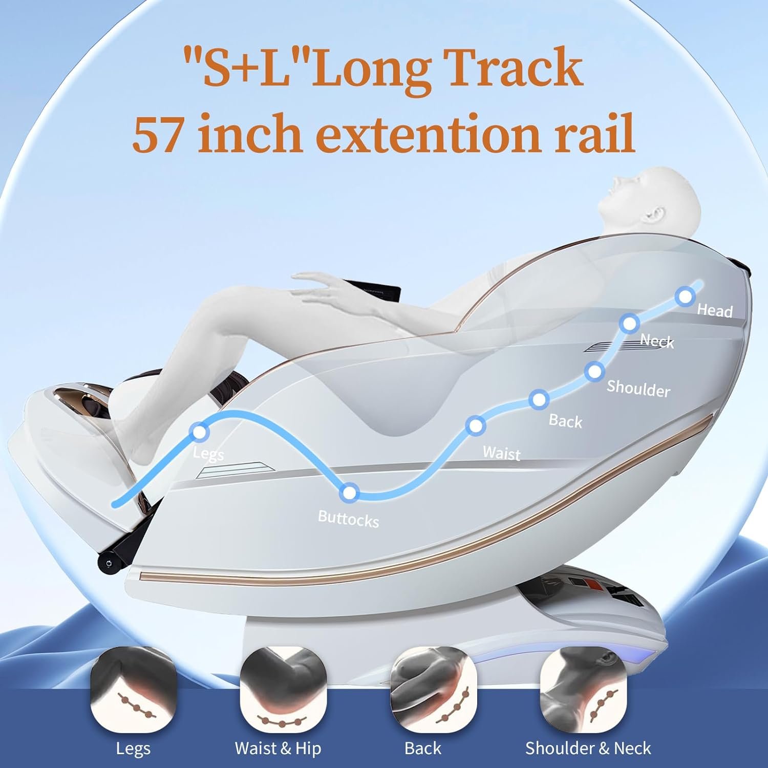Kollecktiv 2023 4D Massage Chair Full Body Zero Gravity, 12 Auto Massage Mode of 57‘’ Dual-core SL Track, Body Scaning, AI Voice  7 HD Control, Built-in Heat Therapy Air System for Home, Office