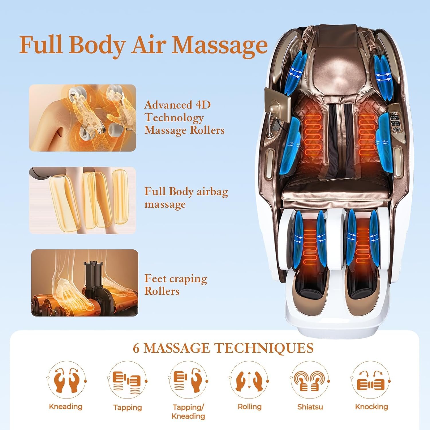 Kollecktiv 2023 4D Massage Chair Full Body Zero Gravity, 12 Auto Massage Mode of 57‘’ Dual-core SL Track, Body Scaning, AI Voice  7 HD Control, Built-in Heat Therapy Air System for Home, Office
