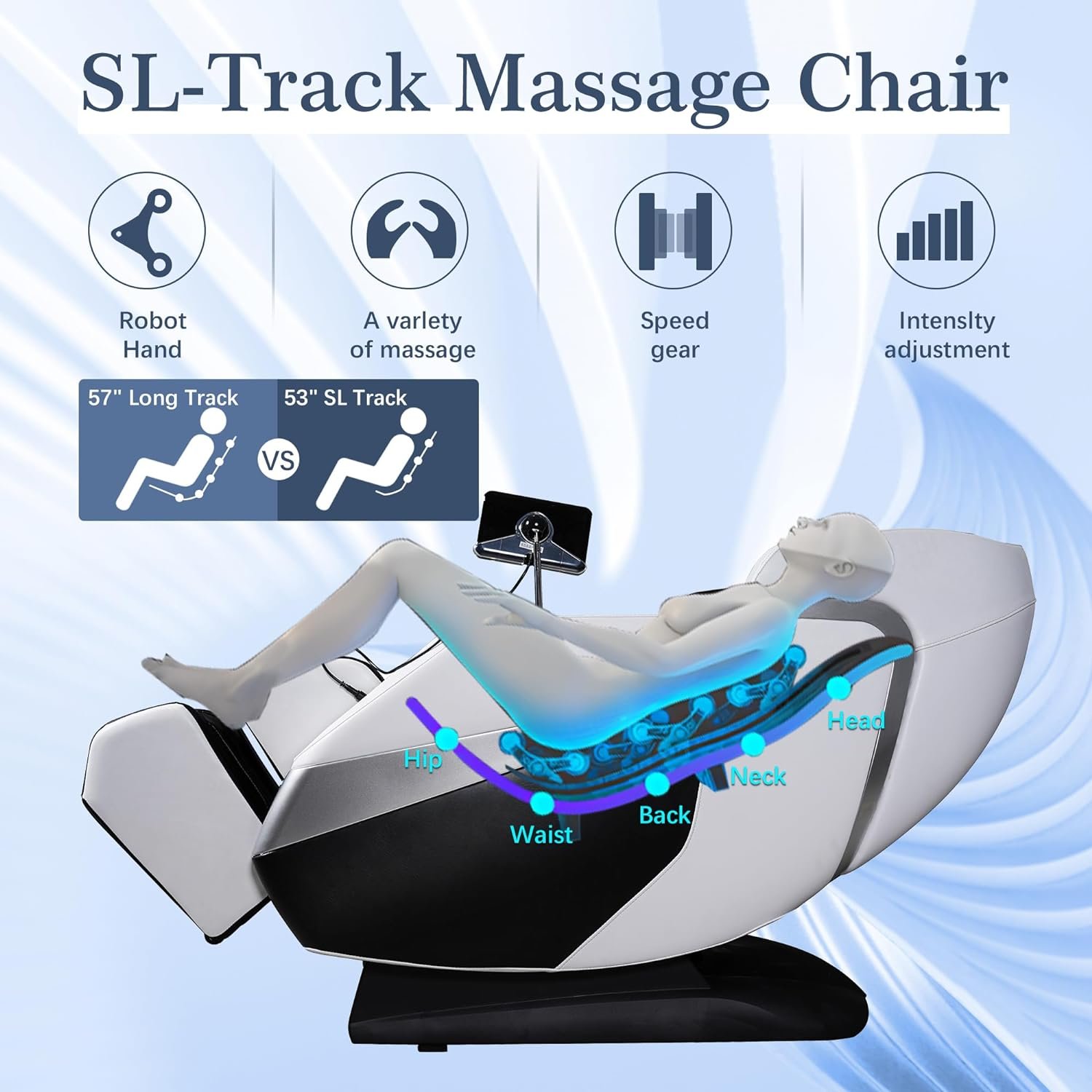 Kollecktiv 4D Massage Chair Full Body Zero Gravity Thai Stretching with 57 Dual-core SL Track, 12 Auto Massage Mode, Body Scaning, AI Voice  14 HD Control, Built-in Heat, Shortcut Key, Bluetooth