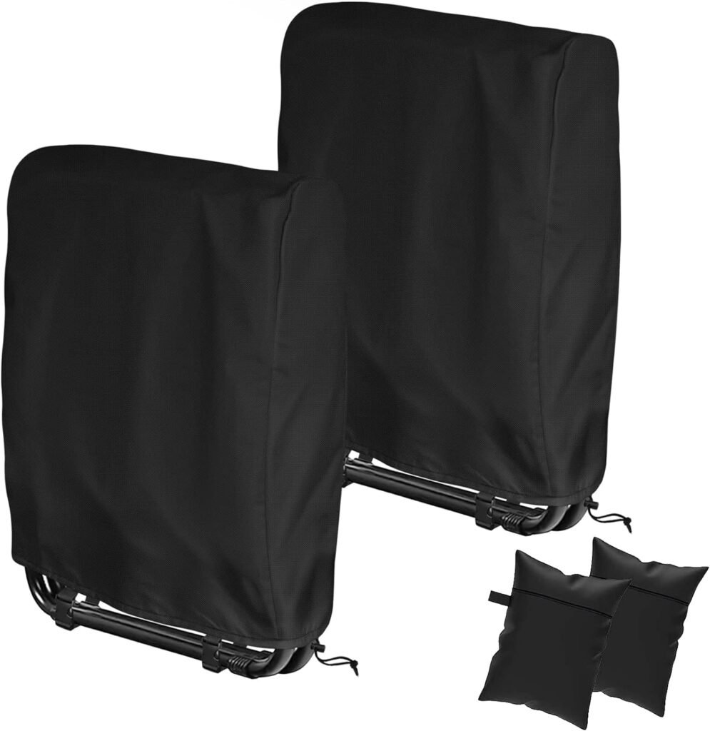 Kovshuiwe Outdoor Zero Gravity Folding Chair Cover Waterproof, Folding Chair Storage Covers All Weather,Zero Gravity Chair Cover with Storage Bag (2 PCS-110x74x22cm)