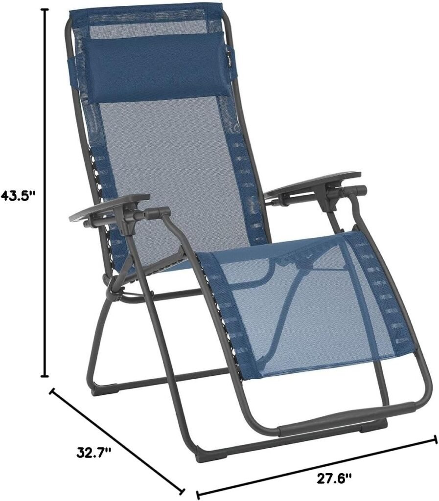 Lafuma Futura XL Zero Gravity Patio Recliner (Graphite Grey Batyline Canvas) Extra Large Outdoor Folding Lounge Chair