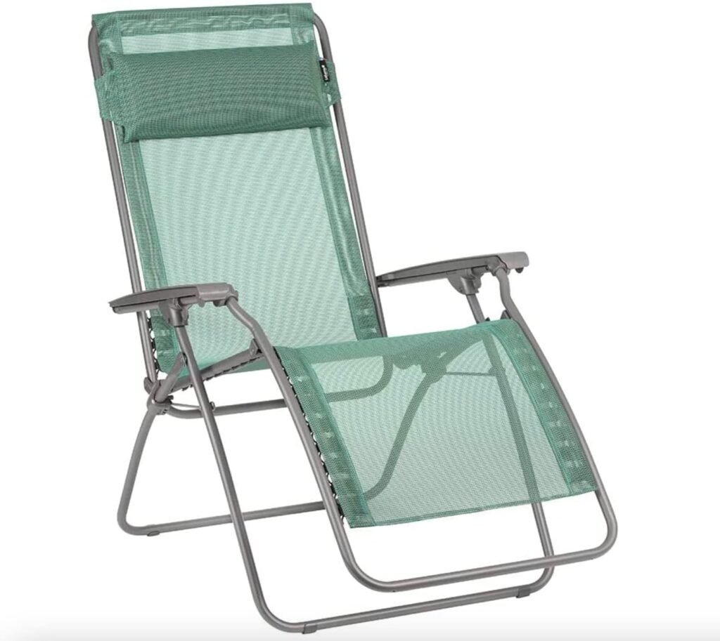Lafuma R-Clip Zero Gravity Patio Recliner (Ocean Blue Batyline Canvas) Outdoor Folding Lounge Chair
