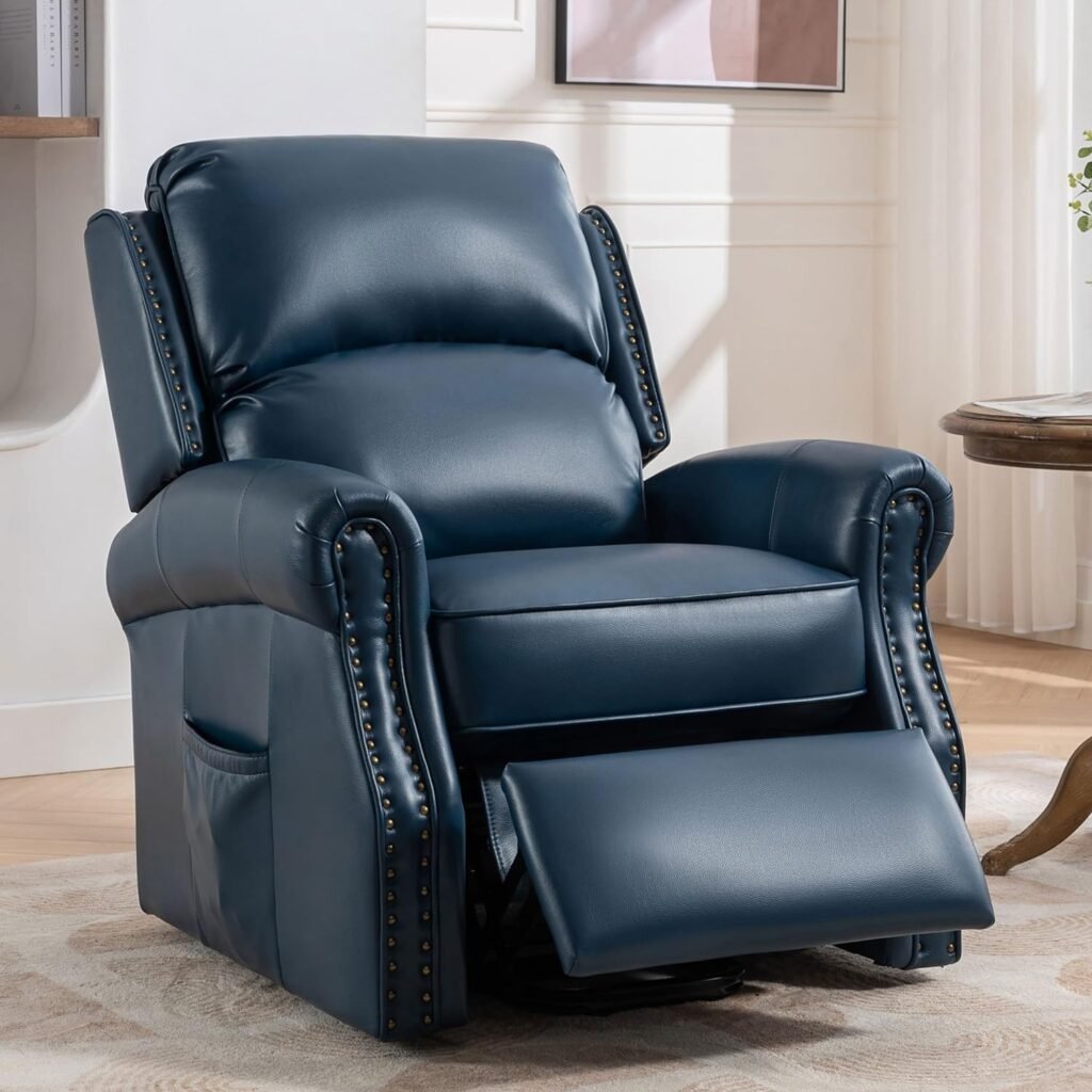 Lehboson Lift Chair Recliners, Electric Power Recliner Chair Sofa for Elderly,Faux Leather,USB Ports,3 Positions and Side Pocket，（Navy Blue）