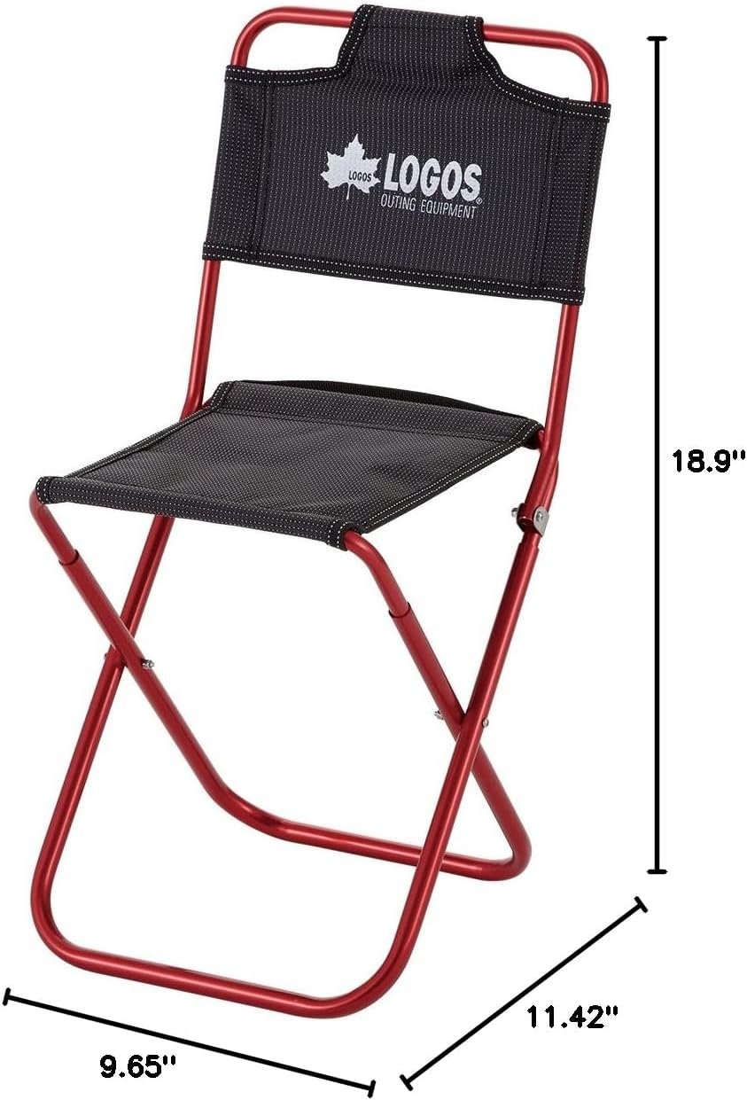 Logos Outdoor Chair 7075 Trek Chair (with Back) 73160277 Red (Approx.) Width 9.6 x Depth 11.4 x Height 18.9 inches (24.5 x 29 x 48 cm), Seat Height 10.2 inches (26 cm)