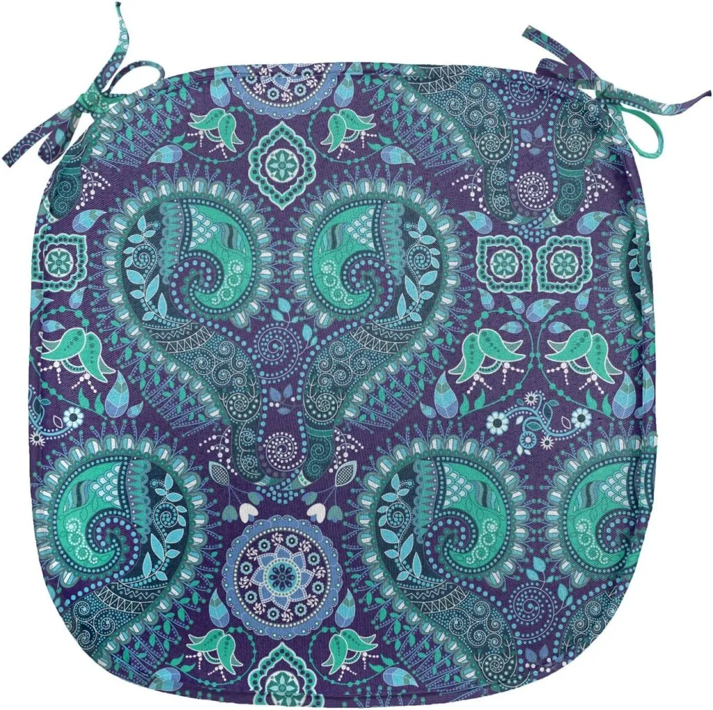 Lunarable Paisley Chair Seating Cushion, Paisley with Blooms Blue Tones Curly Motifs Medieval Inspiration, Anti-Slip Seat Padding for Kitchen Patio, 16x16, Navy Blue Sea Green Lunarable Paisley Chair Seating Cushion, Paisley with Blooms Blue Tones Curly Motifs Medieval Inspiration, Anti-Slip Seat Padding for Kitchen Patio, 16x16, Navy Blue Sea Green