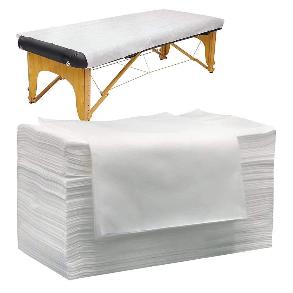 Luriseminger 100Count Disposable Massage Table Sheets Covers Disposable Sheets for Massage Table spa Tattoo Bed Cover for Waxing Therapist lash Salon 31x71inches (White)