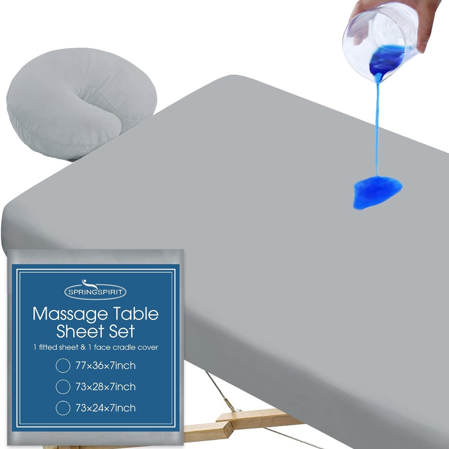 Massage Table Sheets 100% Waterproof 2-Piece Massage Table Cover Sets Multi-sizes Include Massage Fitted Sheet  Face Cradle Cover Ultra Soft  Skin-friendly Fit Massage Table  Facial Bed