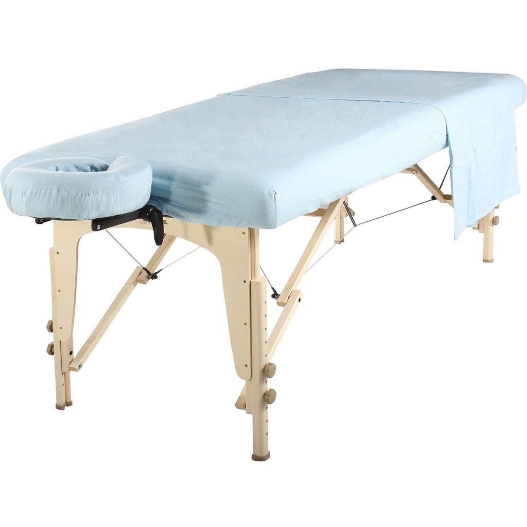 Master Massage Universal Massage Table Flannel Sheet Set 3 in 1 Table Cover, Face Cushion Cover, Table Sheet, Sky Blue