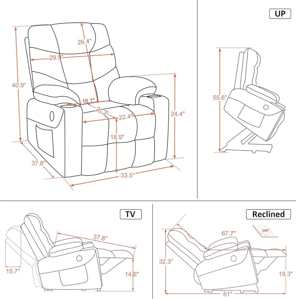 MCombo Regular Power Lift Recliner Chair for Elderly People, Faux Leather 7288 (Dark Brown, Regular)