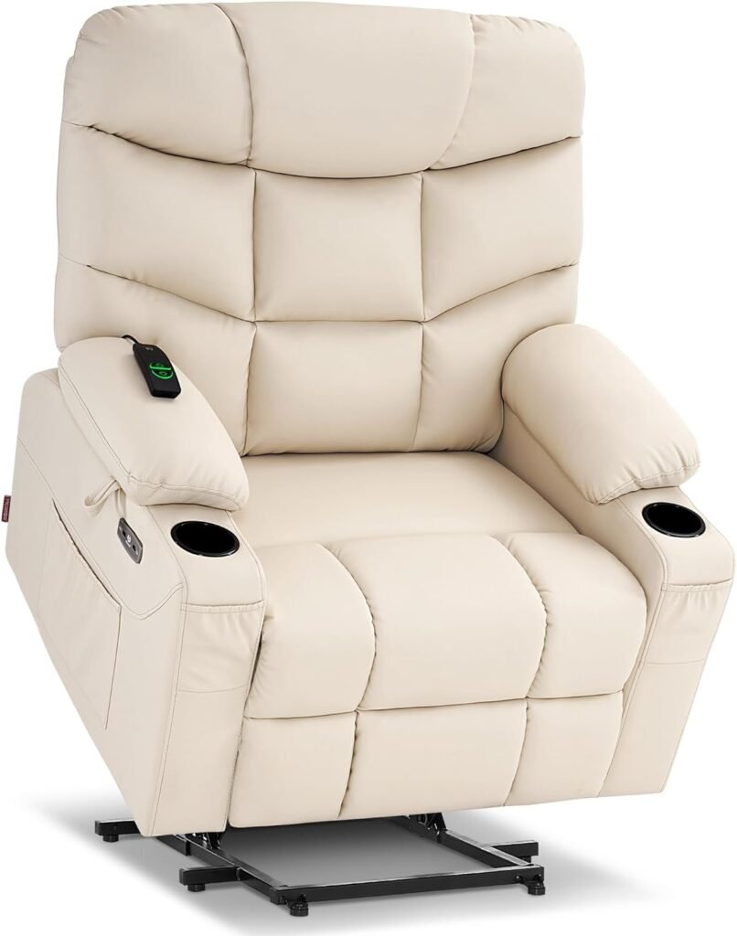MCombo Regular Power Lift Recliner Chair for Elderly People, Faux Leather 7288 (Dark Brown, Regular)