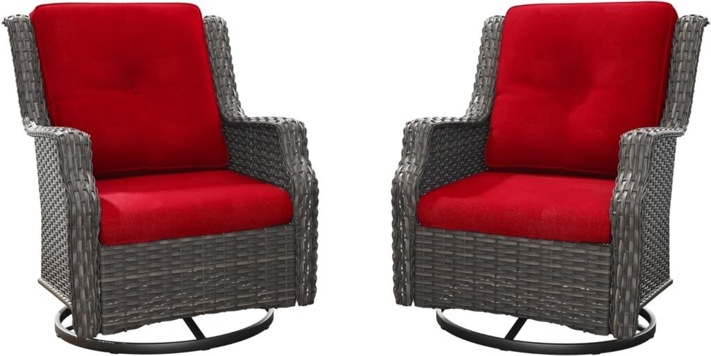 MeetLeisure Outdoor Swivel Rocker Patio Chair - 360 Degree Patio Swivel Glider Chair with 3.5 Water-Repellent Cationic Layer Fabric Cushions(Mixed Grey/Blue)