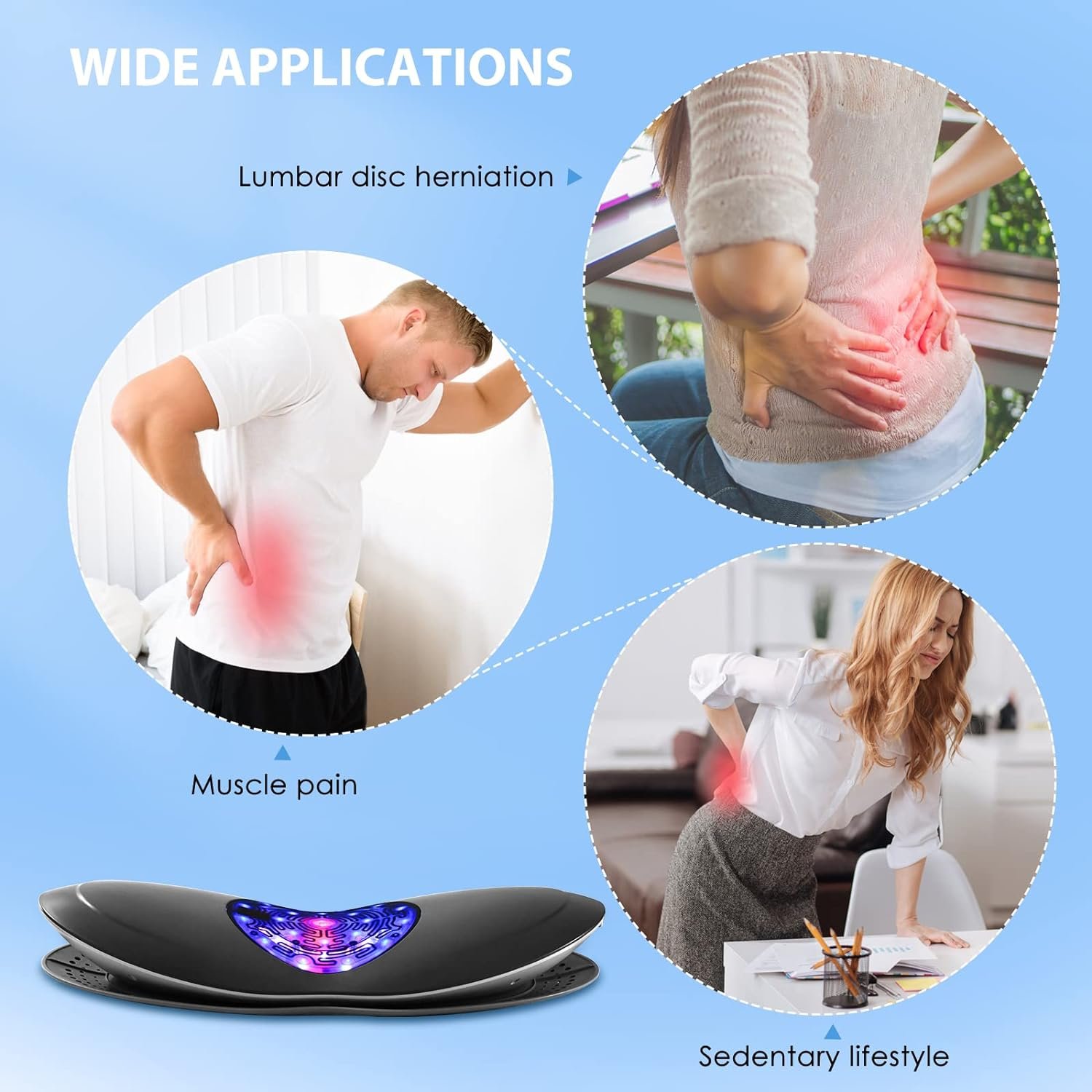 Mercy TOP Electric Lumbar Traction Device Massager with Heating Function, Electric Inflatable Back Stretcher, 5 Level Vibration Massage, Thermal Therapy from 100 to 118℉(38 to 48℃)