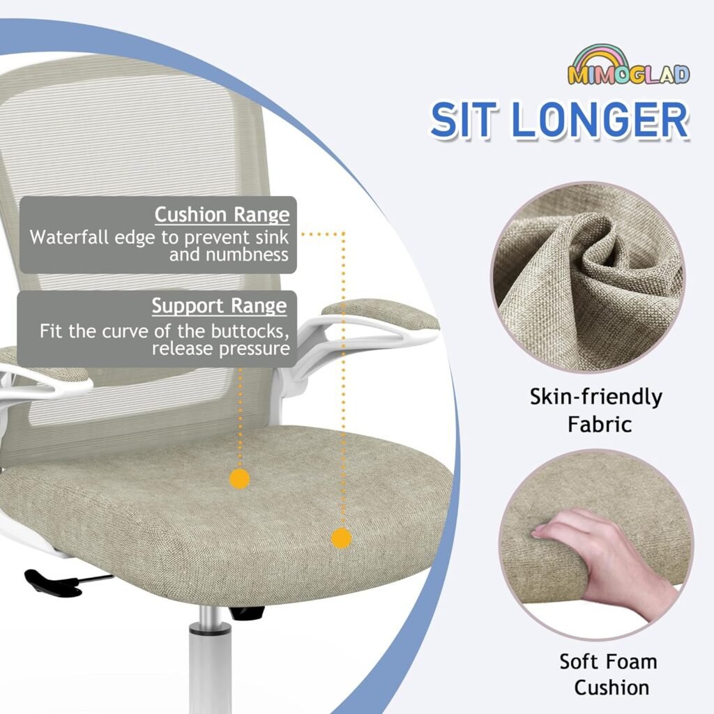 Mimoglad Home Office Chair, High Back Desk Chair, Ergonomic Mesh Computer Chair with Adjustable Lumbar Support and Thickened Seat Cushion