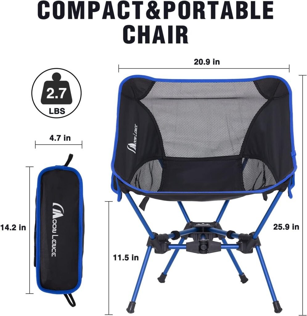 MOON LENCE Portable Camping Chair Backpacking Chair - The 4th Generation Ultralight Folding Chair - Compact, Lightweight Foldable Chairs for Hiking Mountaineering, Beach, 2 Pack