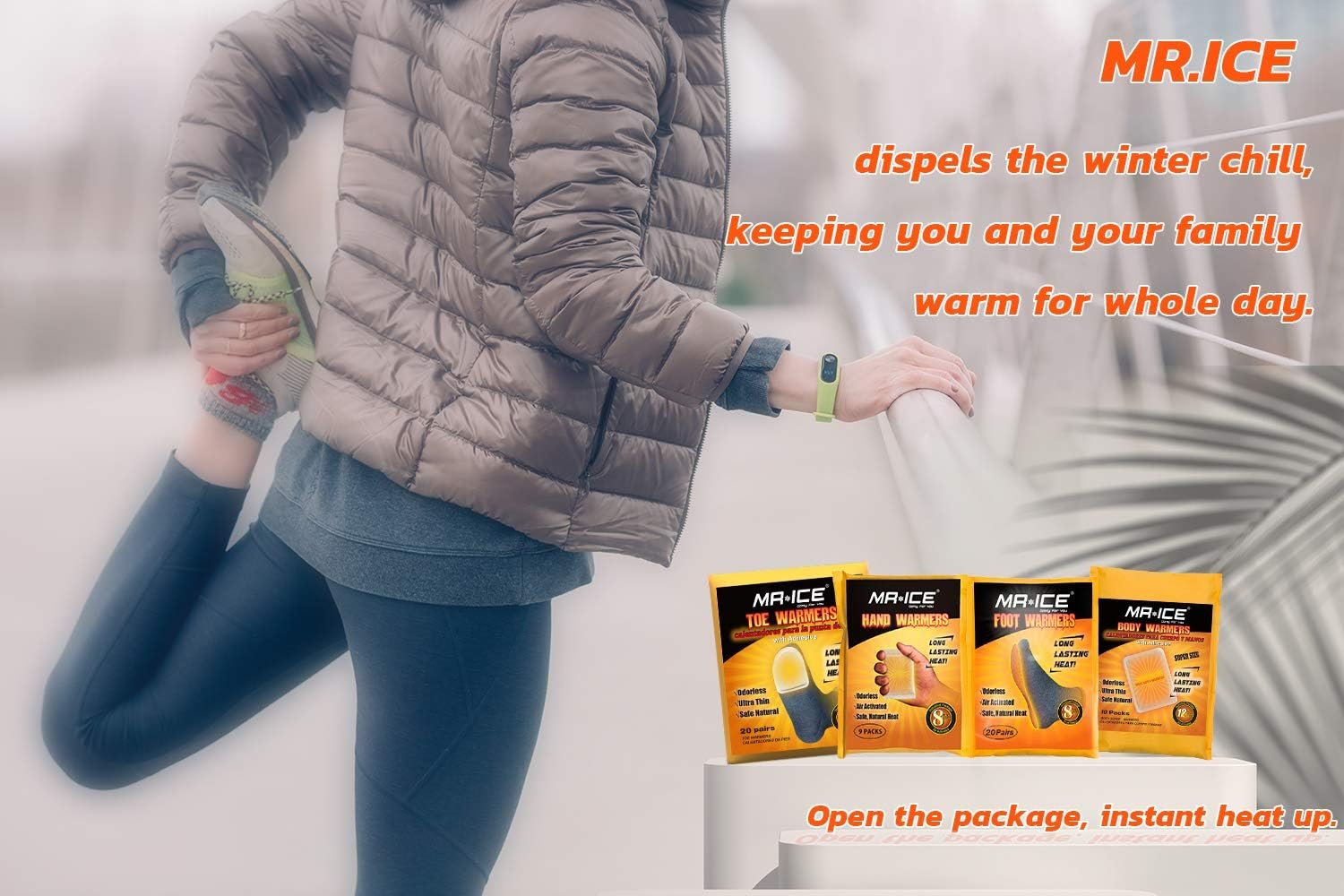 MR.ICE 9/20/40 Packs Hand Warmers - Disposable Warm Pad - Long Lasting Safe Natural Odorless Air Activated Warmers - Up to 10 Hours of Heat Warmers - Hot Warmers for Women, Men and Kids