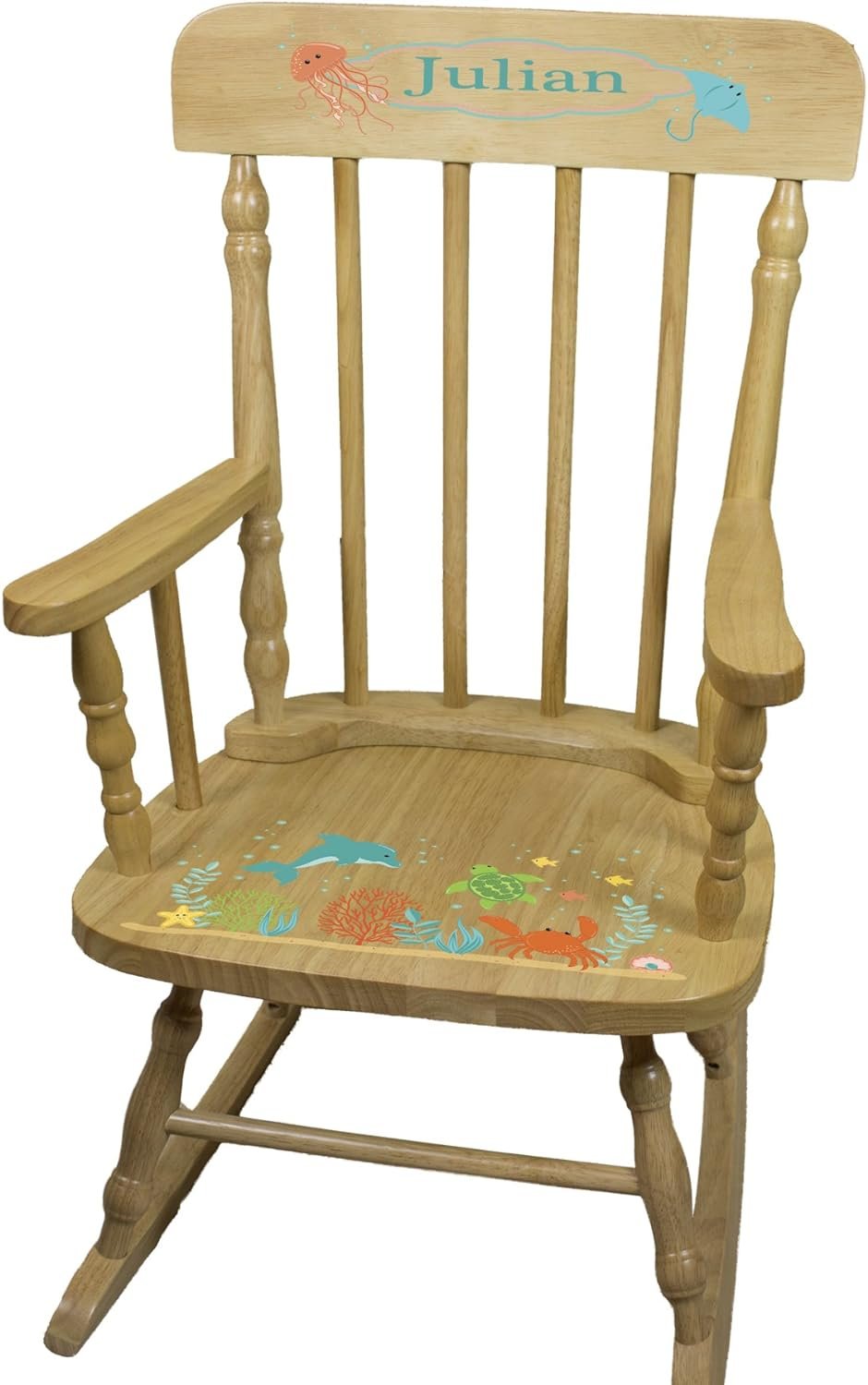 MyBambino Personalized Natural Childrens Rocking Chair (Sealife)