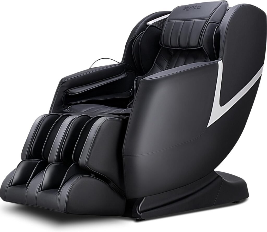 MYNTA Upgraded 3D Massage Chair, Full Body Massage Chair Recliner with Zero Gravity, Body Scan, Thai Stretch, Heat, Airbags, Bluetooth Speaker, Fully Assembled, MC2100 (Black)