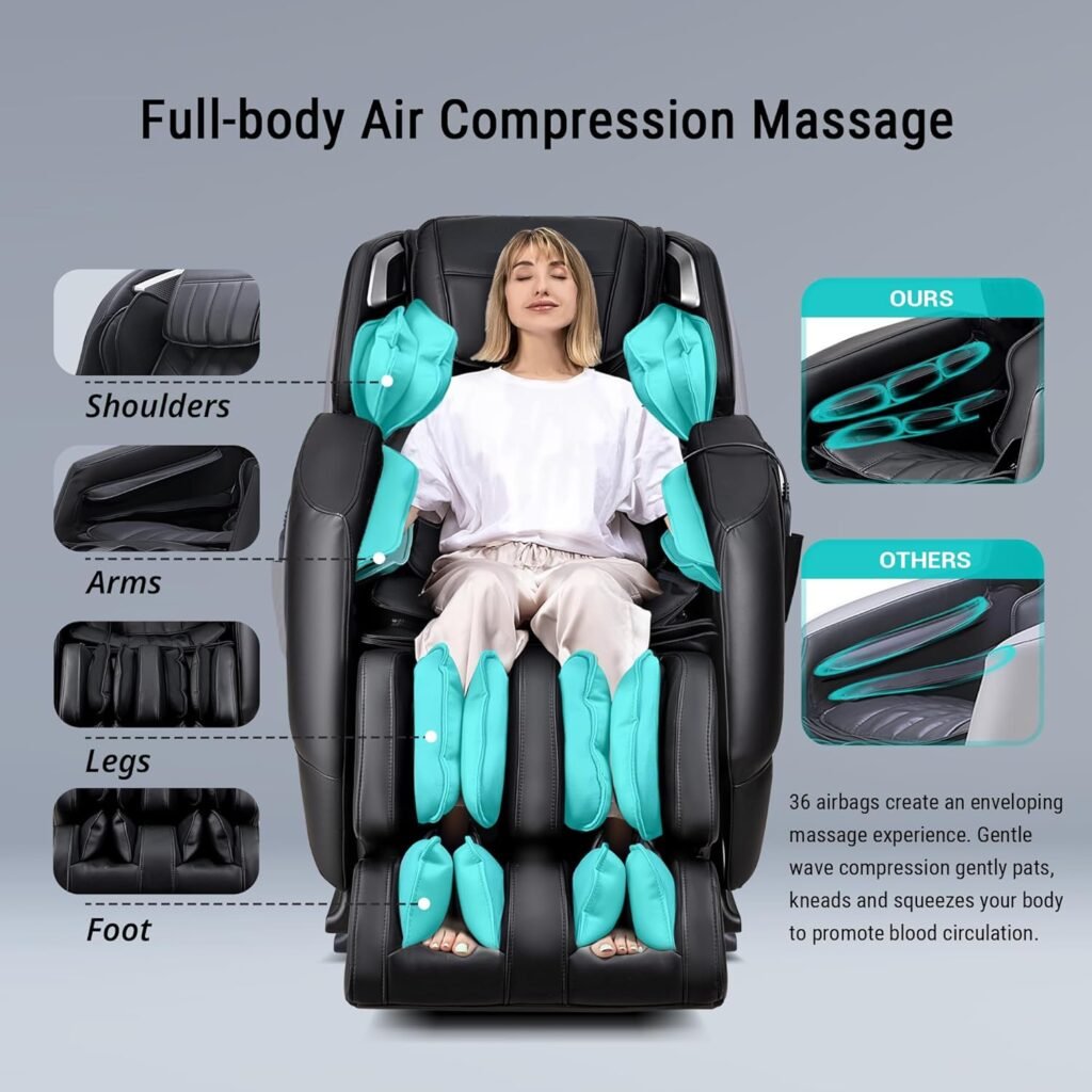 MYNTA Upgraded 3D Massage Chair, Full Body Massage Chair Recliner with Zero Gravity, Body Scan, Thai Stretch, Heat, Airbags, Bluetooth Speaker, Fully Assembled, MC2100 (Black)