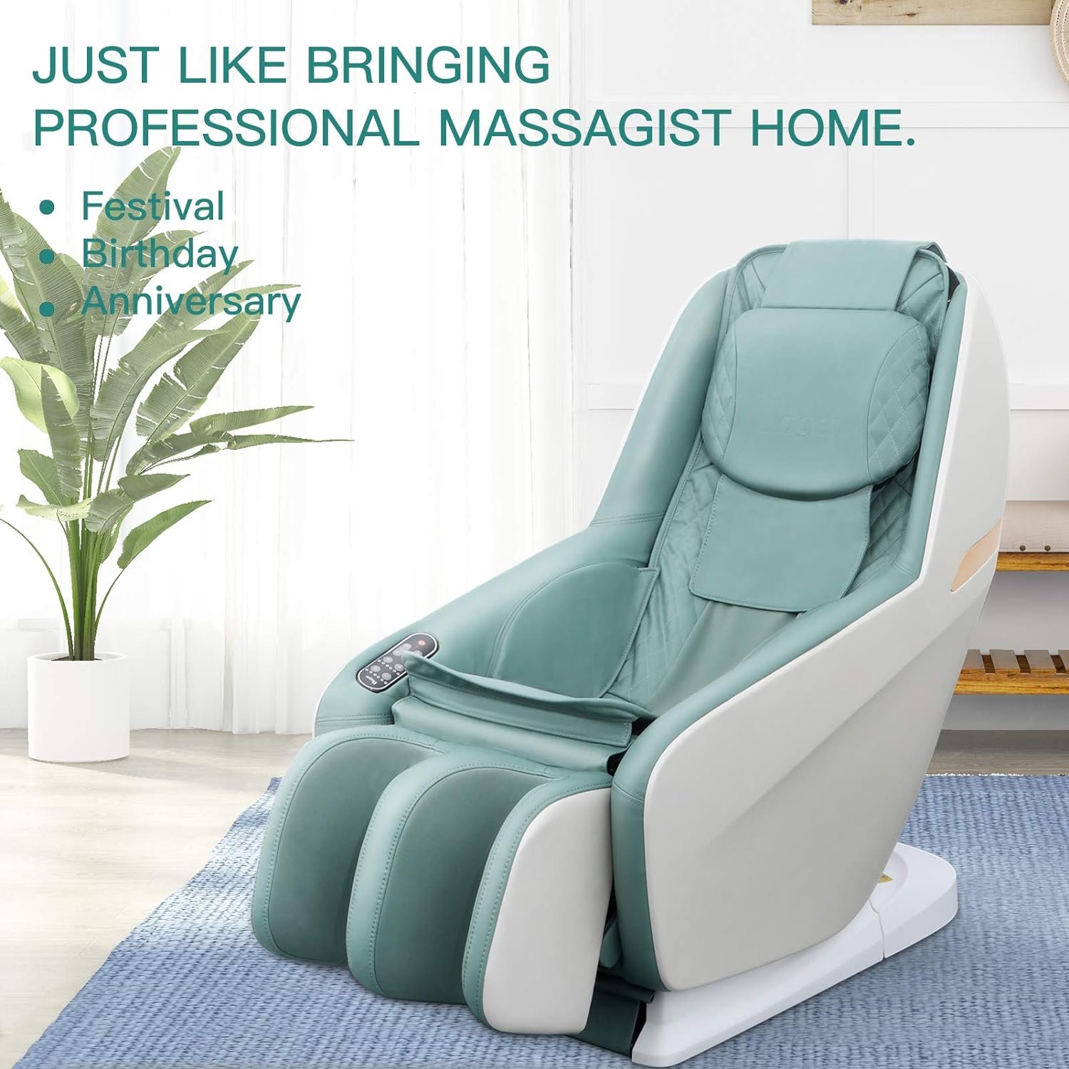 Nager Massage Chair 48 Inch Super Long SL Curve Cradle Floating Zero Gravity Design Electric Massage Chair with Multi-dimensional Manipulator Simulation Hand Massage for Full Body Massage Chair, Green