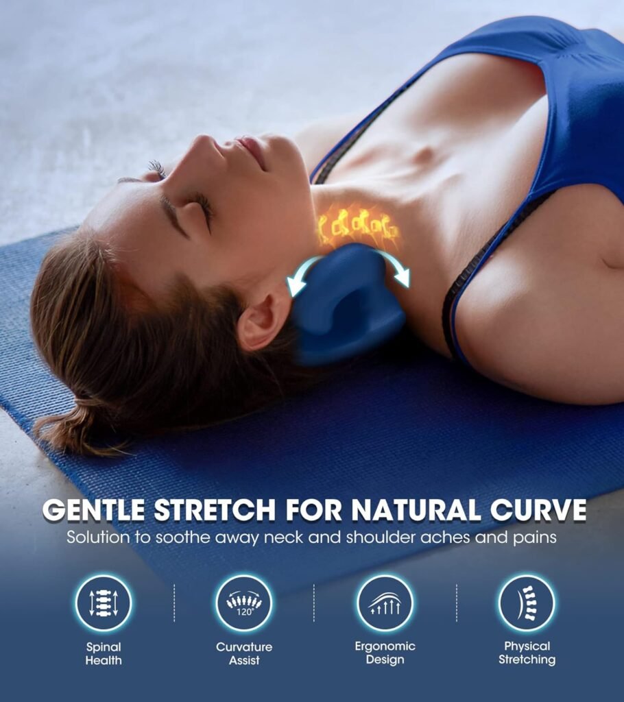 Octifie Odorless Neck Stretcher for Neck Pain Relief, Ergonomic Neck Cloud Cervical Traction Device Chiropractic Pillow for Spine Alignment, Neck and Shoulder Relaxer for TMJ Headache Muscle Tension