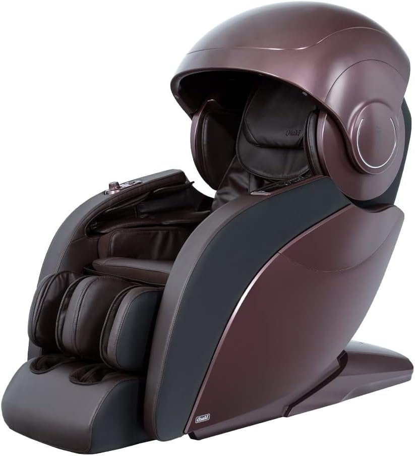 Osaki OS-4D Escape (Dark Brown  Black) 4D Roller Mechanism with S-Track, Chromo-Therapy Space Capsule Cover, Heating on Lumbar and Calf with Full Body Airbag Massage.