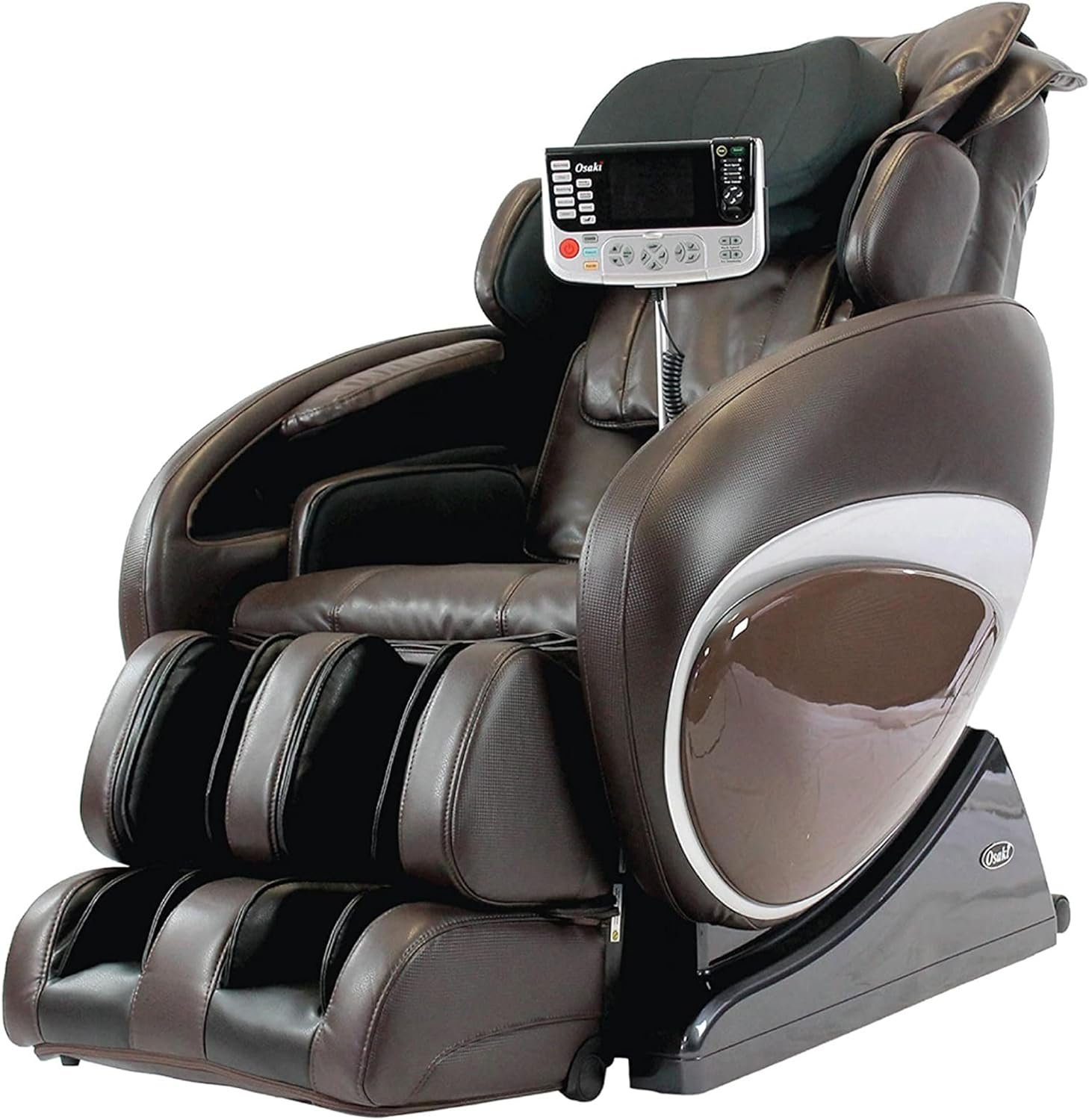 Osaki Zero Gravity Heated Reclining Full Body Massage Chair with Computer Body Scan, Foot Roller, Seat Vibration, and Remote Control, Brown