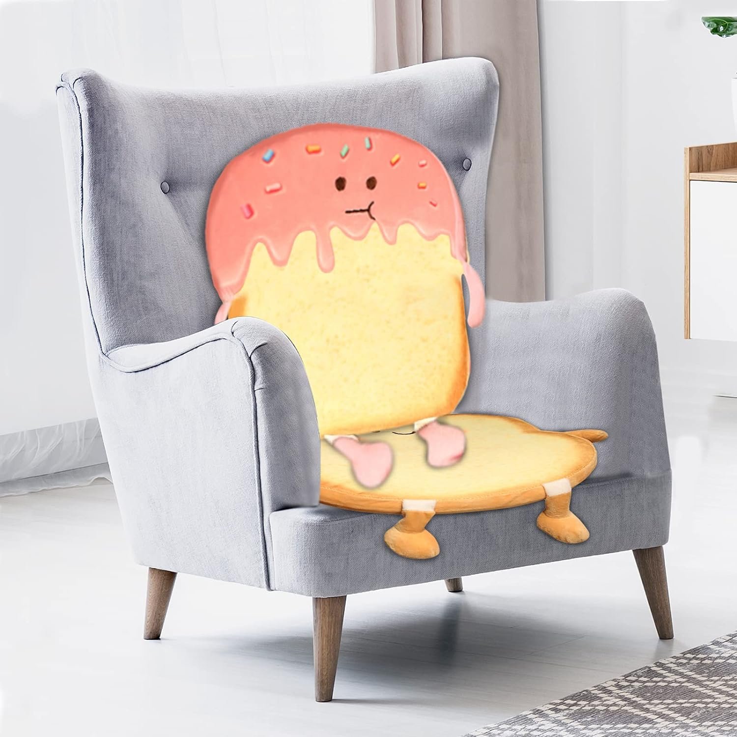 Oumelfs Toast Seat Cushion Cute Chair Pillow Pads Memory Foam with Removable Cover Gaming Chair Office Home Bedroom Shop Restaurant Decor (Smile)