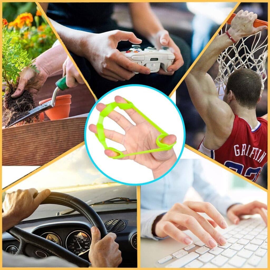 Pnrskter Hand Grip Strengthener, Finger Exerciser, Grip Strength Trainer (6 PCS),New Material,Forearm Grip Workout, Finger Stretcher, Relieve Wrist Pain, Carpal Tunnel. (Finger Exerciser)