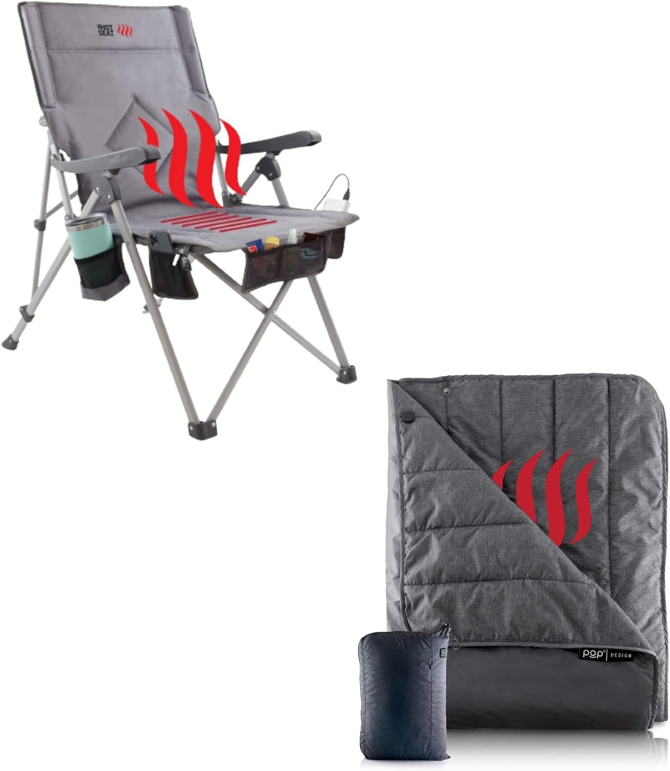 POP Design Bundle: The Hot Seat Heated Portable Chair + Heated Outdoor Blanket