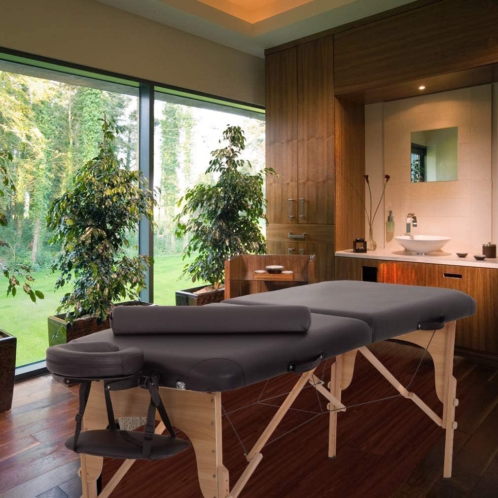 Portable Massage Table Massage Bed Spa Bed 73 Inches Long Height Adjustable Massage Table W/Sheet Cradle Bolster Portable 2 Folding Massage Salon Table Hanger Facial Tattoo Salon Bed