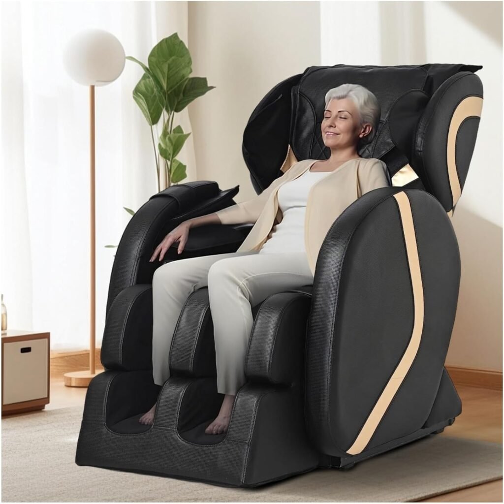 Portable Zero Gravity Massage Chair,Full Body Airbag Pressure, Heat and Foot Roller Included 8D Home Massage Recliner Chair(Black)